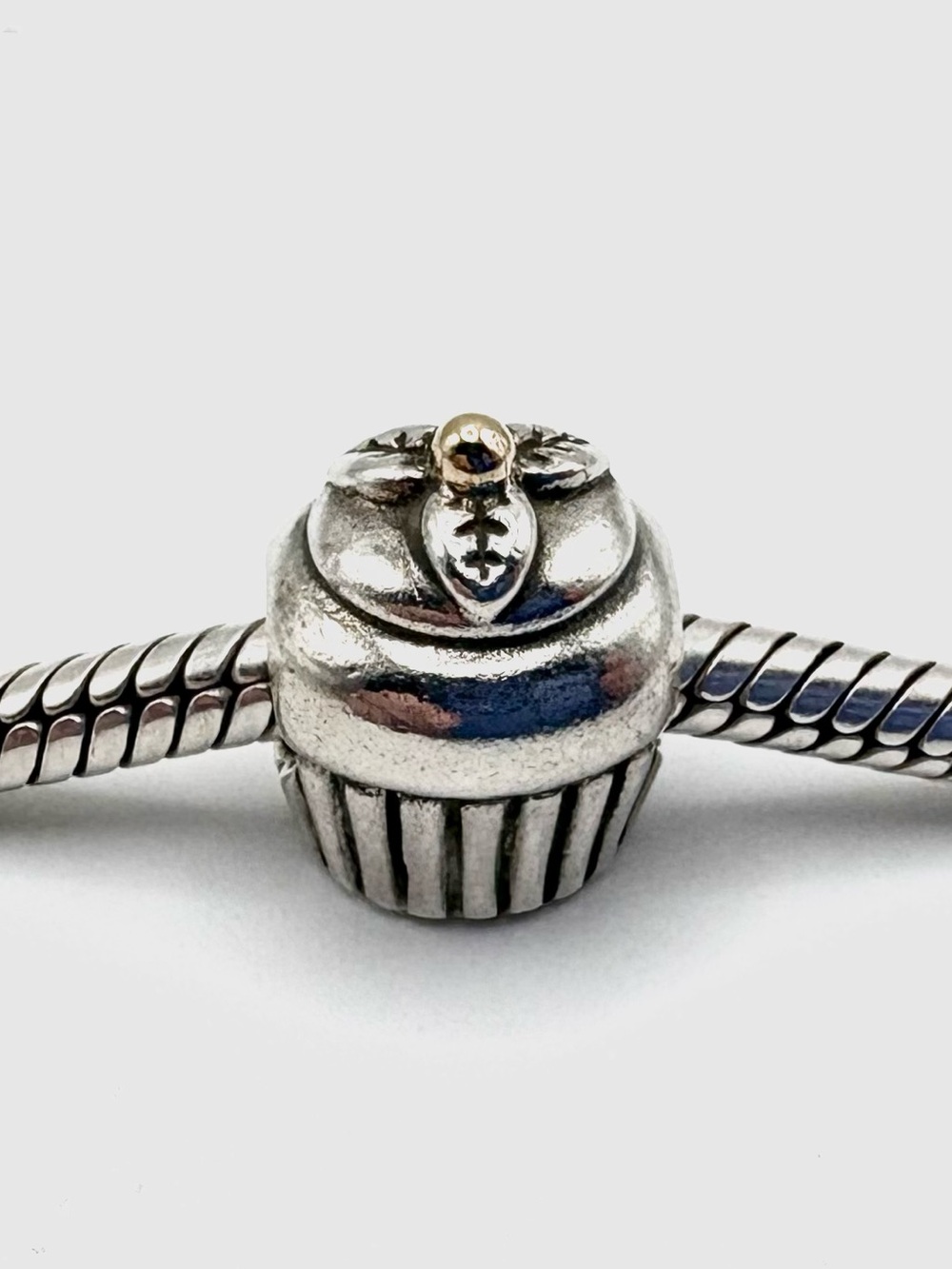Pandora Cupcake Two-Tone Sterling Silver & 14k Gold Charm